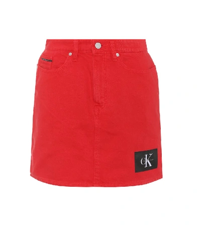 Calvin Klein Jeans Est.1978 Light Cotton Denim Skirt In Red