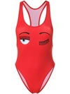 Chiara Ferragni Eyes Printed One Piece Swimsuit In Red