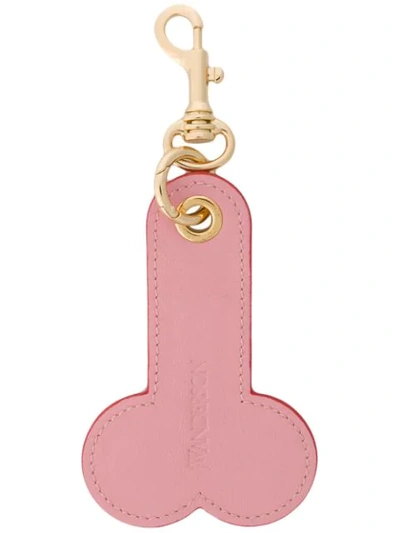 Jw Anderson Embossed Logo Key Ring - Pink In Red