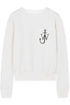 Jw Anderson Frayed Embroidered Cotton-jersey Sweatshirt In White