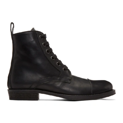 Ann Demeulemeester 20mm Leather Combat Boots In 099 Black