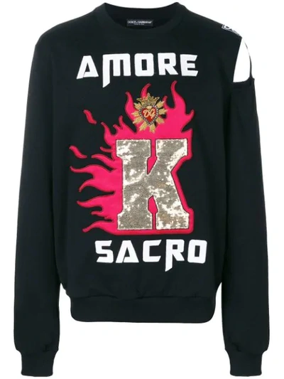 Dolce & Gabbana Dolce And Gabbana Black Amore Slit Sweatshirt