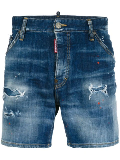 Dsquared2 Dan Commando Cotton Denim Shorts In Blue