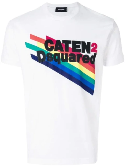 Dsquared2 Caten2 Printed Cotton Jersey T-shirt In White