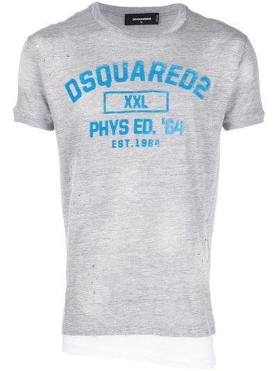 Dsquared2 Grey Destroyed Crack Chic Dan T-shirt In Gray