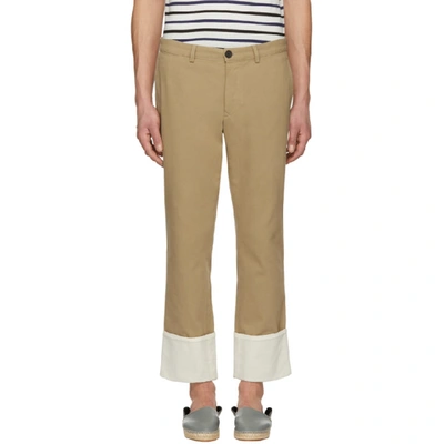 Loewe Mid-rise Straight-leg Cotton Trousers In Beige