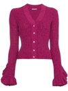 Marco De Vincenzo Knit Cardigan With Metallic Thread And Ruffles In Pink&purple