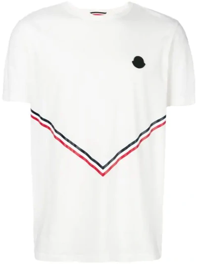 Moncler Chevron Stripe Print T-shirt In White