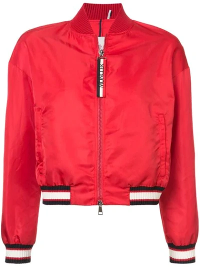 Moncler Actinote Nylon Satin Bomber Jacket In Red