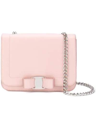 Ferragamo Small Vara Rainbow Leather Shoulder Bag In Bon Bon Pink/silver
