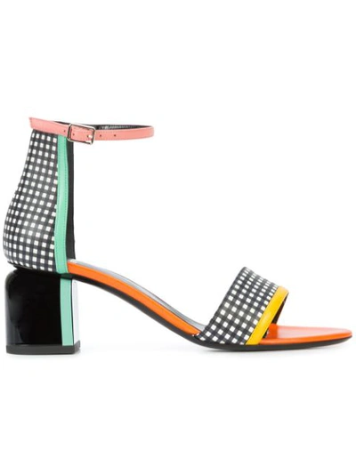 Pierre Hardy Block Heel Gingham Sandals In Multicolour