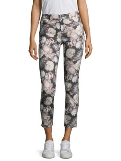 7 For All Mankind Floral-print Skinny-leg Ankle Jeans
