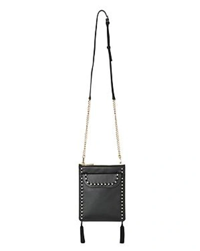 Whistles Tassel Studded Leather Clutch In Black/gold