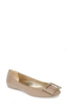 Roger Vivier Gommette Leather Buckle Ballet Flats In Cement Grey