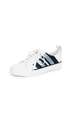 Diane Von Furstenberg Tess-2 Striped Leather Lace-up Sneakers In White/ Blue