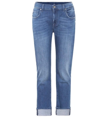 7 For All Mankind Relaxed Mid-rise Skinny Jeans In Blue