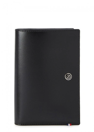 St Dupont Line D Black Leather Passport Holder