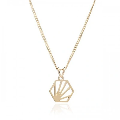 Rachel Jackson London Serenity Mini Hexagon Necklace In 22 Carat Gold Plated