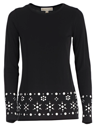 Michael Michael Kors Round Neck Embellished Jumper - Black In 001black