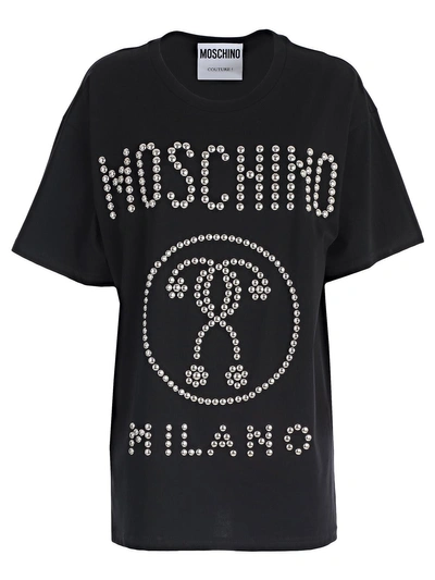 Moschino Studded Question Mark T-shirt In Black