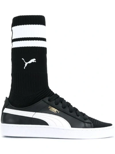 Puma Basket Evoknit Sock Sneakers In Black