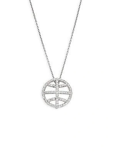 Roberto Coin Diamond, Ruby And 18k White Gold Basketball Pendant Necklace In Silver