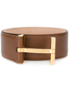 Tom Ford T Buckle Belt In Brown