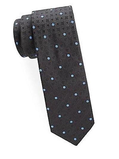 Brioni Circle Silk Tie In Black Skylight