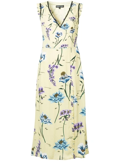 Markus Lupfer Floral Print Dress In Yellow