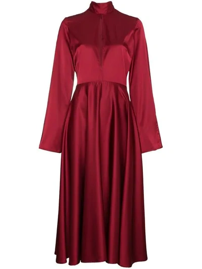 Beaufille Flared Sleeved Midi Dress In Red