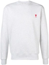 Ami Alexandre Mattiussi Ami De Coeur Embroidered Cotton-jersey Sweatshirt In Heather Grey