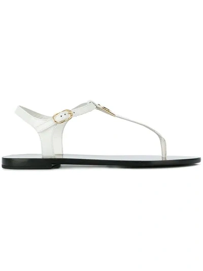 Dolce & Gabbana White Patent Leather Sandals