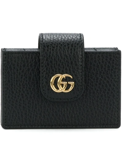 Gucci Gg Marmont Expandable Leather Cardholder In Black