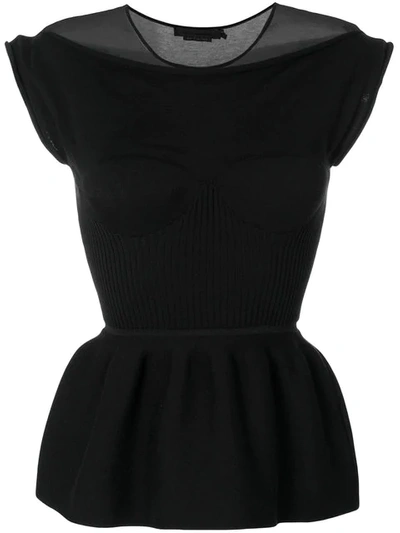 Alexander Wang Peplum Tank With Molded Cups In Black