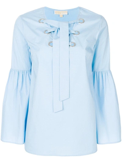 Michael Michael Kors Tie-neck Blouse In Blue