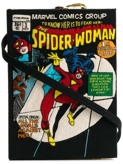 Olympia Le-tan Spider-woman Appliquéd Cotton-canvas Clutch In Black