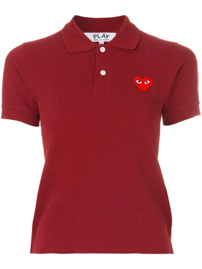 Comme Des Garçons Play Logo Embroidered Cropped Polo Shirt In Pink