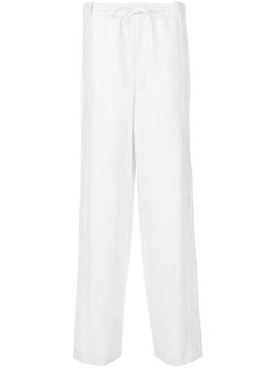 Valentino Cropped Silk-crepe Wide-leg Pants In White