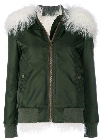 Mr & Mrs Italy Fur-lined Bomber Jacket In Green
