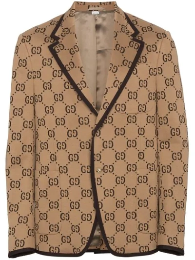 Gucci Camel Cotton-jacquard Blazer