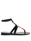 Álvaro González Ariana Feather-embellished Sandals In Black Multi