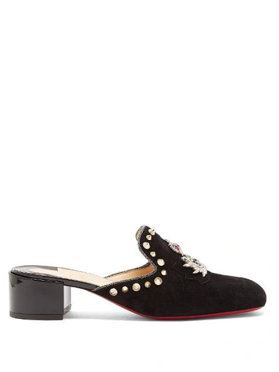 Christian Louboutin Evening 35 Sun Crest-embellished Mules In Black