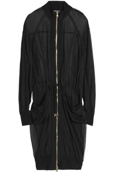 Balmain Grosgrain-trimmed Knitted Jacket In Black