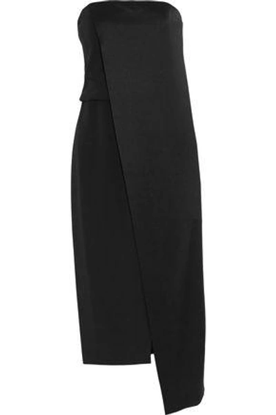 Halston Heritage Woman Strapless Satin Midi Dress Black