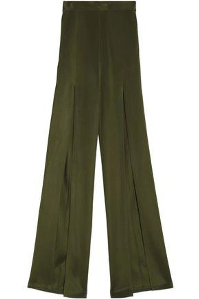 Balmain Woman Stretch-knit Flared Pants Army Green