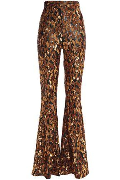 Balmain Woman Sequinned Flared Pants Gold