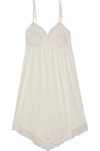 Eberjey Woman Corded Lace-trimmed Stretch-jersey Chemise Ecru