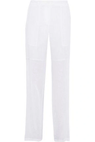 Michael Kors Woman Linen-gauze Straight-leg Pants White