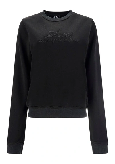 Diesel Embroidered-logo Crew Neck Sweatshirt In Black