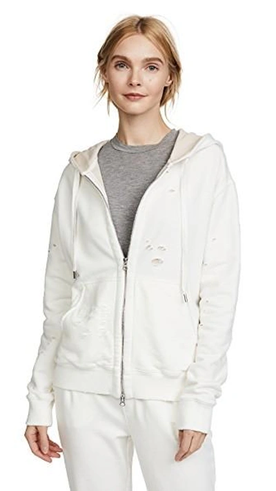Atm Anthony Thomas Melillo French Terry Zip Up Hoodie In Chalk/sandstone